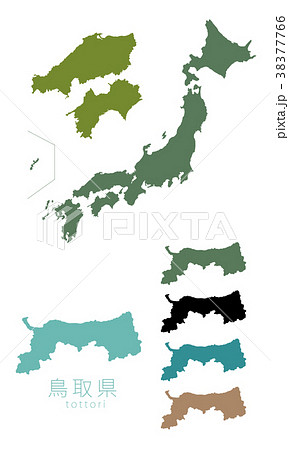日本地図 都道府県 鳥取のイラスト素材