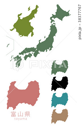日本地図 都道府県 富山のイラスト素材