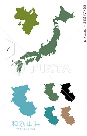 日本地図 都道府県 和歌山のイラスト素材