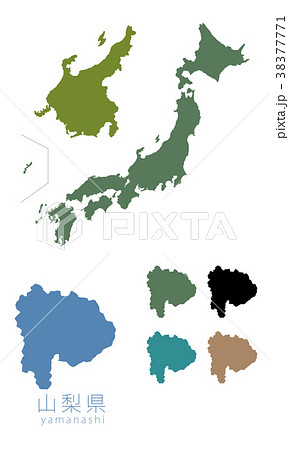 日本地図 都道府県 山梨のイラスト素材 38377771 Pixta