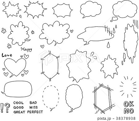 手書き吹き出しのイラスト素材 3738