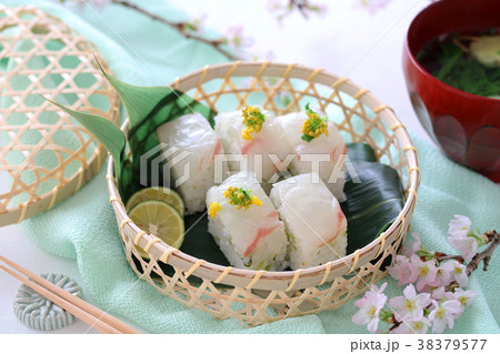 真鯛の押し寿司 お弁当の写真素材