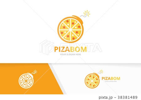 Vector pizza and bomb logo combination. Food and Vector pizza and bomb logo combination. Food and 38381489