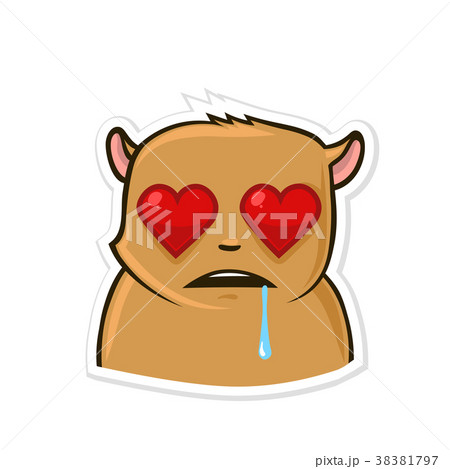 Sticker for messenger with funny animal. Hamster Sticker for messenger with funny animal. Hamster 38381797