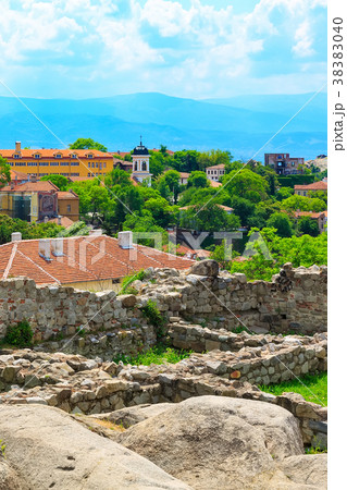 Plovdiv city, Bulgaria and ruins of old fortress Plovdiv city, Bulgaria and ruins of old fortress 38383040