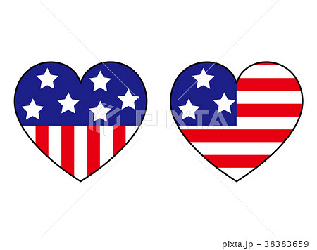 アメリカ国旗モチーフのハートのイラスト素材 3659