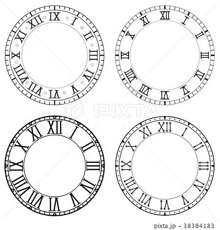 Clock Face Blank White Clock With Roman Numeralsのイラスト素材 3841
