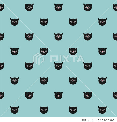 Tile pattern with cats on mint green background 38384462