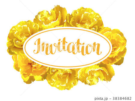 Invitation card fluffy yellow tulips. Beautiful Invitation card fluffy yellow tulips. Beautiful 38384682