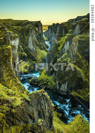 Fjadrargljufur canyon and river in south east 38384982