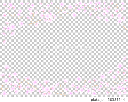 Sakura branches flowers frame around 38385244