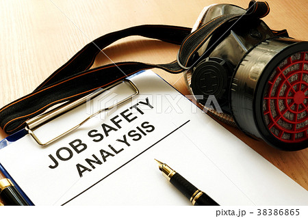 Clipboard with document Job safety analysis. 38386865