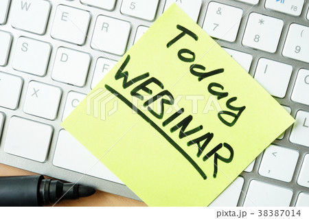 Stick of paper with sign Today webinar. Stick of paper with sign Today webinar. 38387014