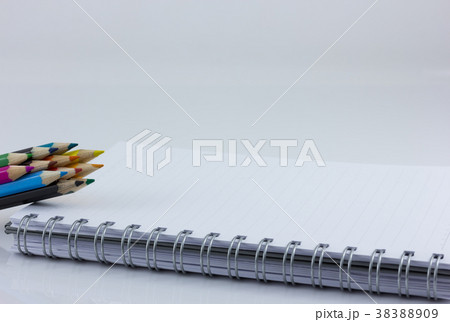 blank notebook isolated with color pencil 38388909