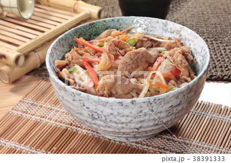 rice with pork or beef or other meat ingredients rice with pork or beef or other meat ingredients 38391333