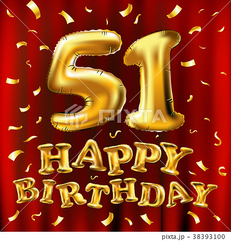 vector happy birthday 51th gold balloons confetti 38393100