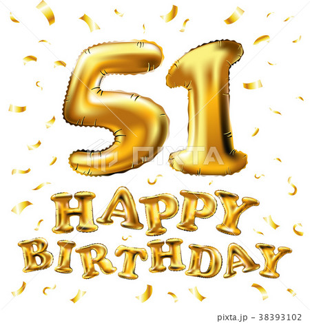 vector happy birthday 51th gold balloons confetti 38393102