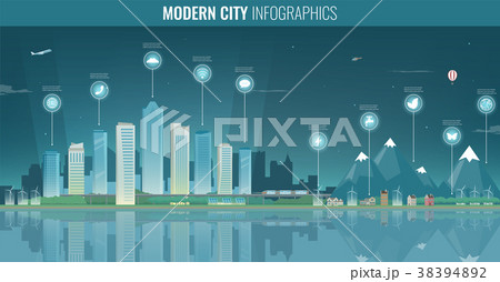Urban landscape with infographic elements. Modern 38394892