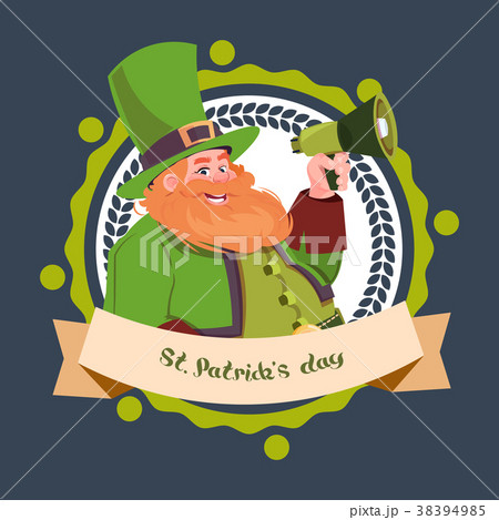 Happy St. Patricks Day Emblem Label With 38394985