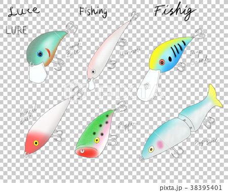 Illustrations of various cute lures - Stock Illustration [38395401