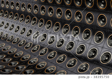 Background from loudspeakers, 3D rendering Background from loudspeakers, 3D rendering 38395750