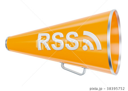 Bullhorn with RSS logo, 3D rendering 38395752
