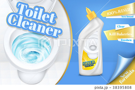 Vector poster of toilet cleaner ads, flushing 38395808