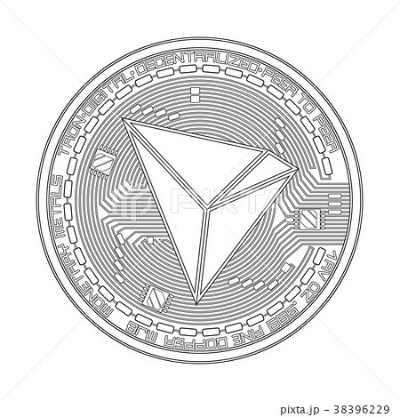 Crypto currency tron black and white symbol 38396229