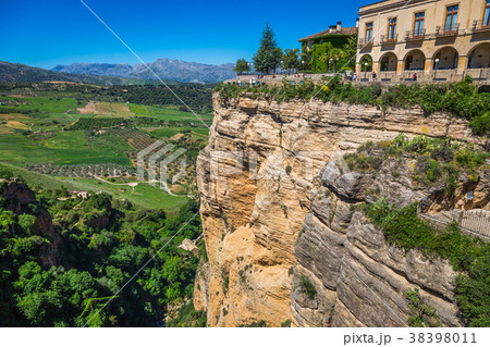 view of buildings over cliff in ronda, spain 38398011