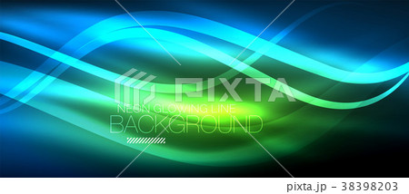 Neon blue elegant smooth wave lines digital 38398203