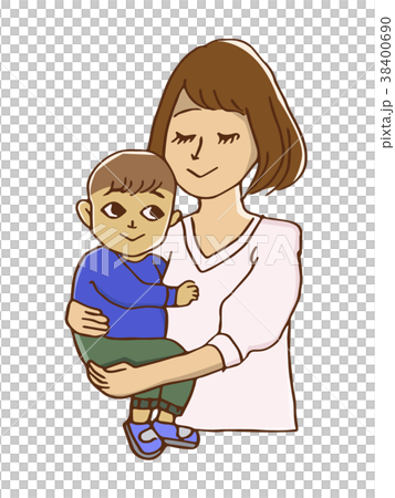 子供を抱っこするママのイラスト素材