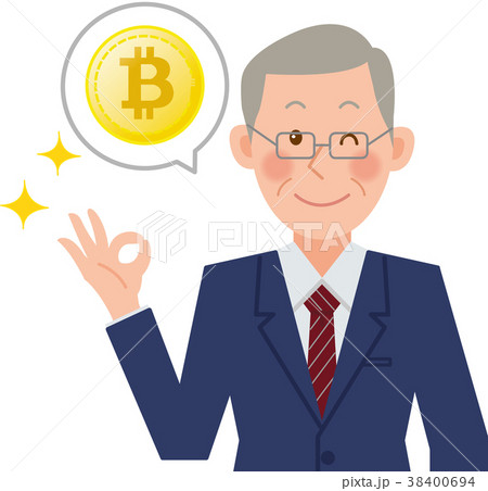 ビットコインとシニアのビジネスマン ビットコインとシニアのビジネスマン 38400694