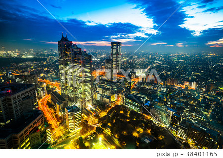 city skyline in Shinjuku, Tokyo, Japan 38401165