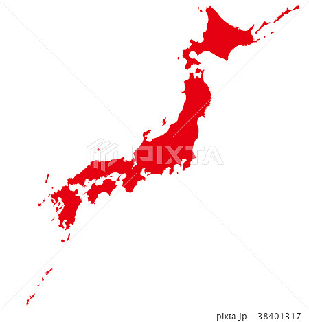 赤い日本列島地図のイラスト素材