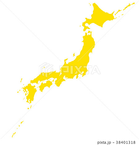 黄色い日本列島地図のイラスト素材