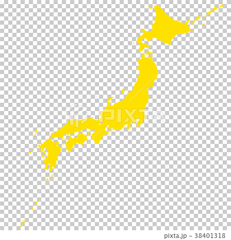 黄色い日本列島地図 38401318