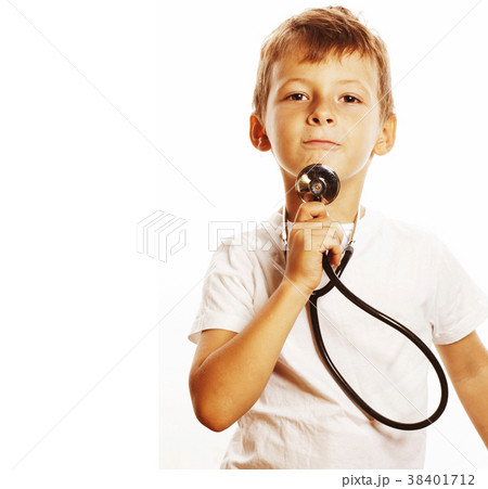 little cute boy with stethoscope playing like 38401712