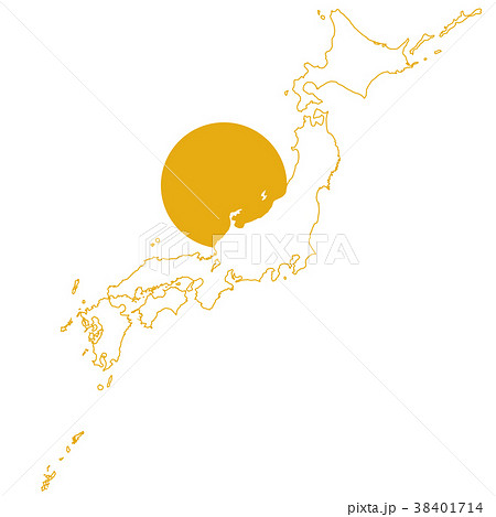 日の丸と金色日本列島地図 38401714