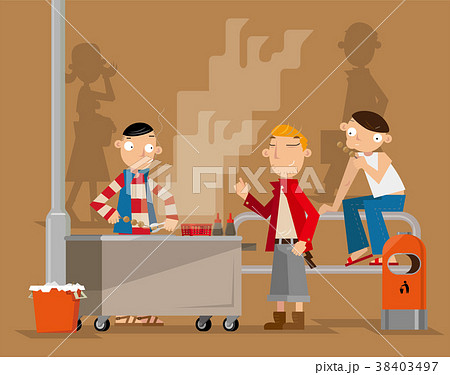 Itinerant street food hawker in Hong Kong 38403497