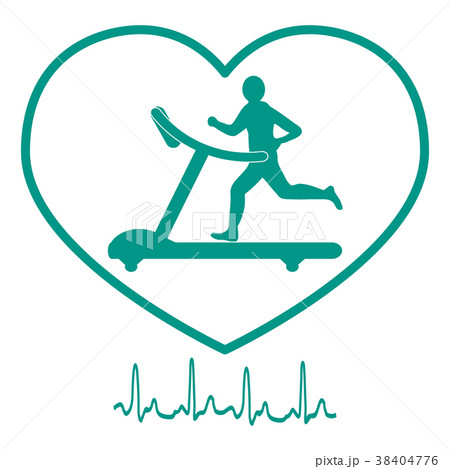 Stylized icon of the man jogging on a treadmill 38404776