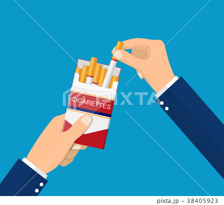 Cigarettes in hand man. 38405923