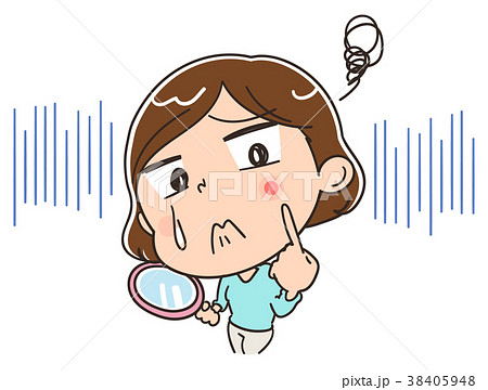 ニキビに悩む女性のイラスト 38405948