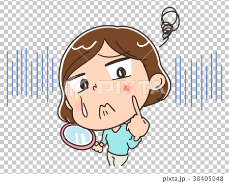 ニキビに悩む女性のイラスト 38405948