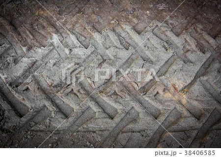 Tire tracks on a muddy road Tire tracks on a muddy road 38406585