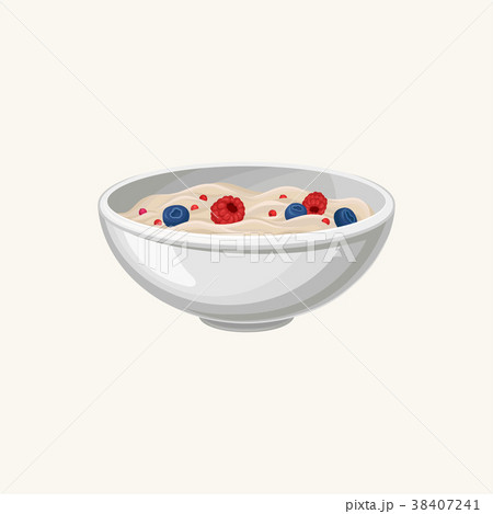 Bowl of oatmeal porridge with fresh blueberries Bowl of oatmeal porridge with fresh blueberries 38407241
