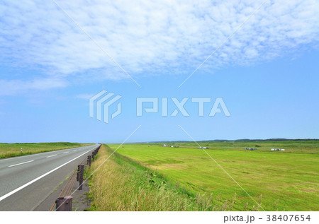 一本道 道の風景 オロロンライン 一本道 道の風景 オロロンライン 38407654