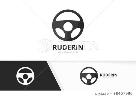 Vector car helm logo combination. Steering wheel Vector car helm logo combination. Steering wheel 38407996