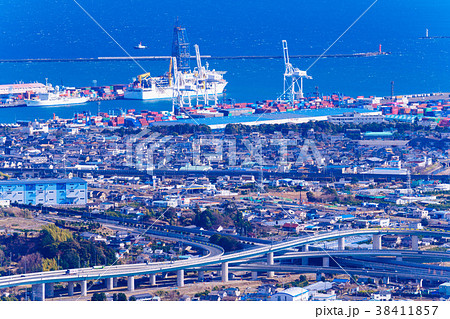 【静岡県】静岡市清水区の街並み・港・高速道路 【静岡県】静岡市清水区の街並み・港・高速道路 38411857