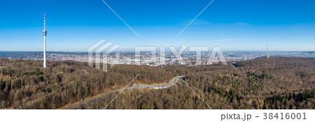 Aerial view of the city of Stuttgart and the Aerial view of the city of Stuttgart and the 38416001