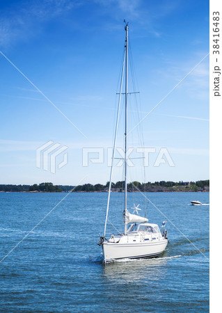 White sailing yacht in Gulf of Finland White sailing yacht in Gulf of Finland 38416483